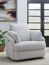 Alainmont Next-Gen Nuvella Stone Swivel Power Recliner, front angle view