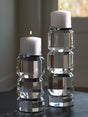 Brentley clear crystal candle holder with silver metal base