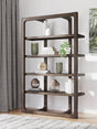 Breckington 76 inch dark brown wood bookcase front view
