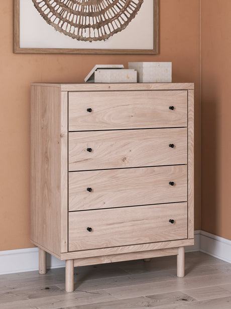 Arloster Tan Chest of Drawers angled side view