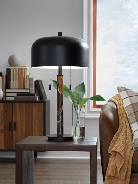 Alanbert Brown and Black Marble Table Lamp front view