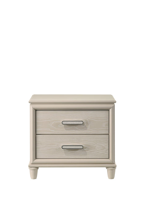 Aviana beige upholstered nightstand front view