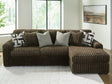 front view of Midnight-Madness Chocolate 2-Piece Sectional Sofa with Chaise sectional sofa