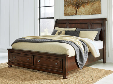 Porter Rustic Brown King Sleigh Storage Bed front view