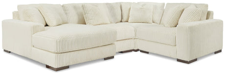 Lindyn Ivory 4-Piece Sectional Sofa with Chaise main front view