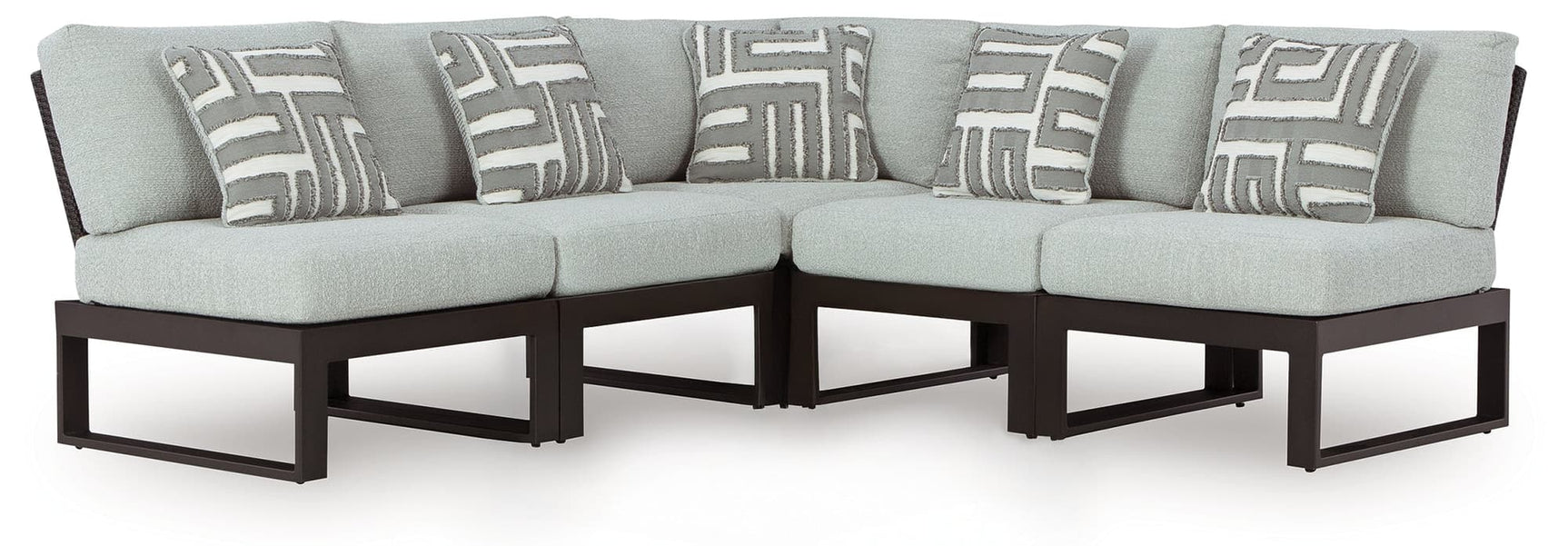 Beachloft Black and Gray 5-Piece Outdoor Sectional showing front angle
