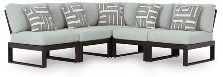 Beachloft Black and Gray 5-Piece Outdoor Sectional showing front angle
