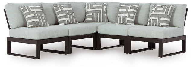Beachloft Black and Gray 5-Piece Outdoor Sectional showing front angle