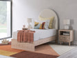 Arloster Tan and White Twin Upholstered Panel Bed front view