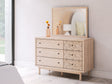 Arloster Tan Dresser with six drawers front view