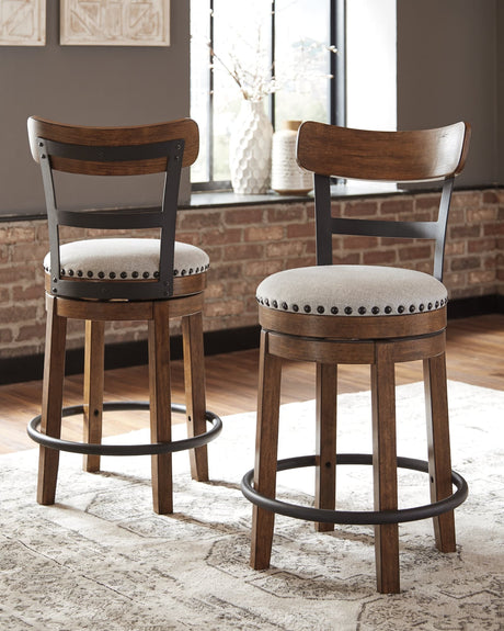 Valebeck Brown Counter Height Dining Table and 4 Barstools, front view