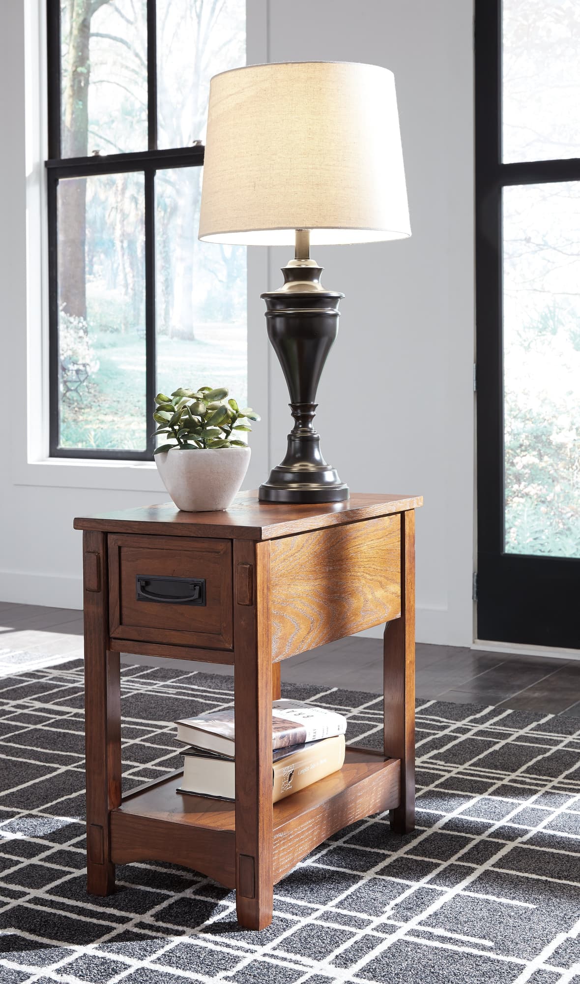 Breegin Brown 2-piece Mission-style end tables, front view