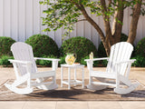White Adirondack-style rocking chair from Sundown Treasure set, front angle