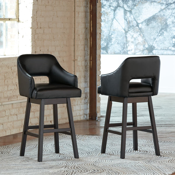 Tallenger black and dark brown 2-piece bar stool set front view