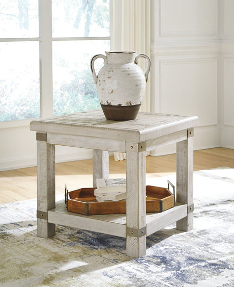 Carynhurst White Wash Gray 2-piece end tables front angle