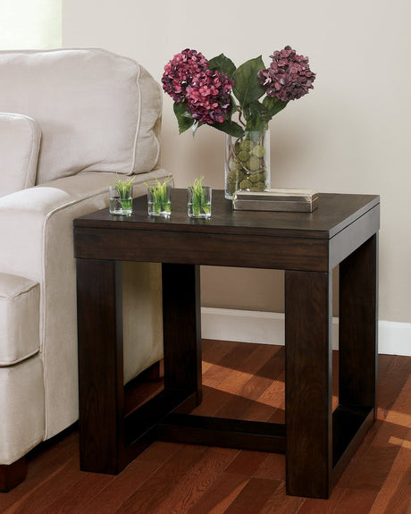 Watson dark brown 2-piece end table set front view