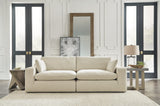 Main view of Elyza Linen 2-Piece Sectional Sofa with Ottoman