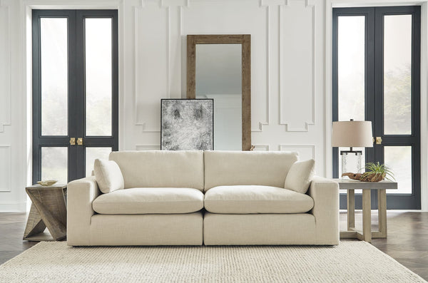 Main view of Elyza Linen 2-Piece Sectional Sofa with Ottoman