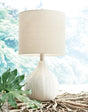 Rainermen off-white 2-piece ceramic table lamp set front view