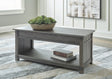 Freedan grayish brown coffee table with lift-top mechanism