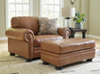 Carianna Caramel Chair and Ottoman front view