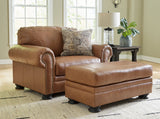 Carianna Caramel Chair and Ottoman front view