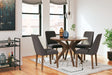 Lyncott Charcoal and Brown dining table with four chairs