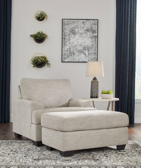 Vayda Pebble Chair and Ottoman set front view