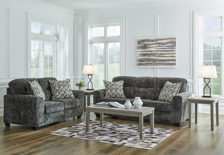 main view of Lonoke Gunmetal Sofa and Loveseat set