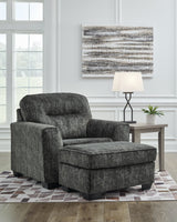 Lonoke Gunmetal Chair and Ottoman set front view