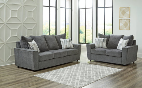 Stairatt Gravel Sofa and Loveseat set front main view