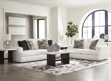 front view of Karinne Linen Sofa and Loveseat furniture