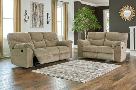 Alphons Briar reclining sofa and loveseat set front view