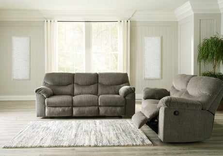 Alphons reclining sofa set in putty color, front view
