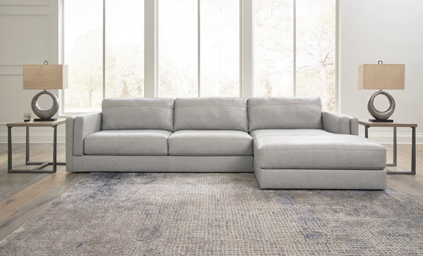 Main view of Amiata Glacier 2-Piece Sectional Sofa with Ottoman in Glacier color