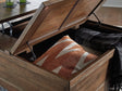 Moriville grayish brown coffee table, front view