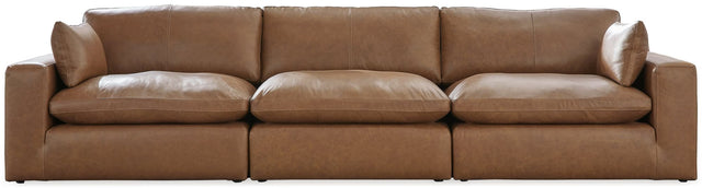 Emilia Caramel Sofa and Loveseat main frontal view