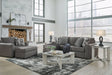 Gardiner Pewter Sofa Chaise with Ottoman front angle