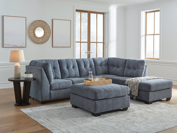 main view of Marleton Denim 2-Piece Sectional Sofa with Ottoman