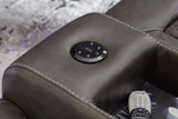 Ashley Fyne-Dyme Shadow power reclining sofa and loveseat set front view
