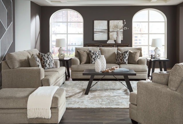 Stonemeade taupe sofa, loveseat, chair and ottoman set main view