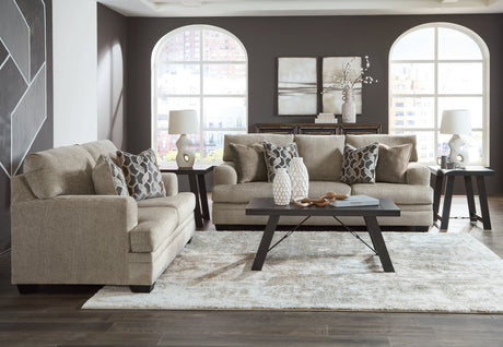 Front view of Stonemeade Taupe Sofa and Loveseat set