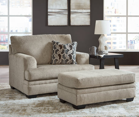Stonemeade Taupe Chair and Ottoman set front view