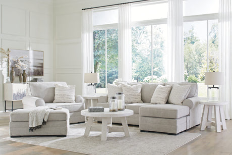 Eastonbridge Shadow sofa chaise, chair, and ottoman set front angle