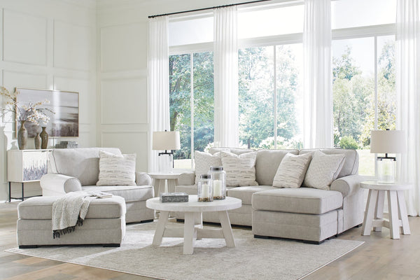 Eastonbridge Shadow sofa chaise, chair, and ottoman set front angle