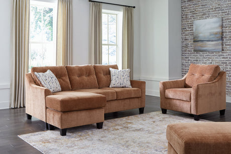 Amity Clay Bay Sofa Chaise from front angle showing tufted back