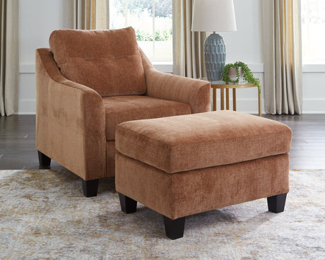 Amity Clay Bay Chair and Ottoman set front angle