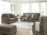 front view of Stonemeade Nutmeg sofa, loveseat, chair and ottoman