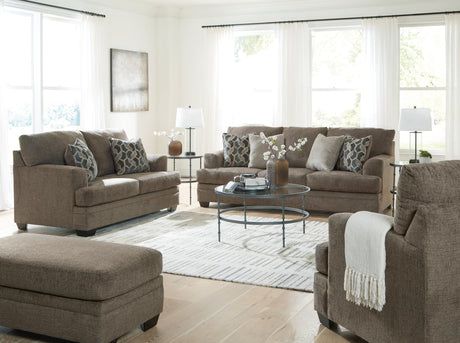 front view of Stonemeade Nutmeg sofa, loveseat, chair and ottoman
