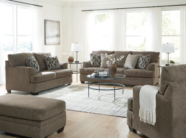 front view of Stonemeade Nutmeg sofa, loveseat, chair and ottoman